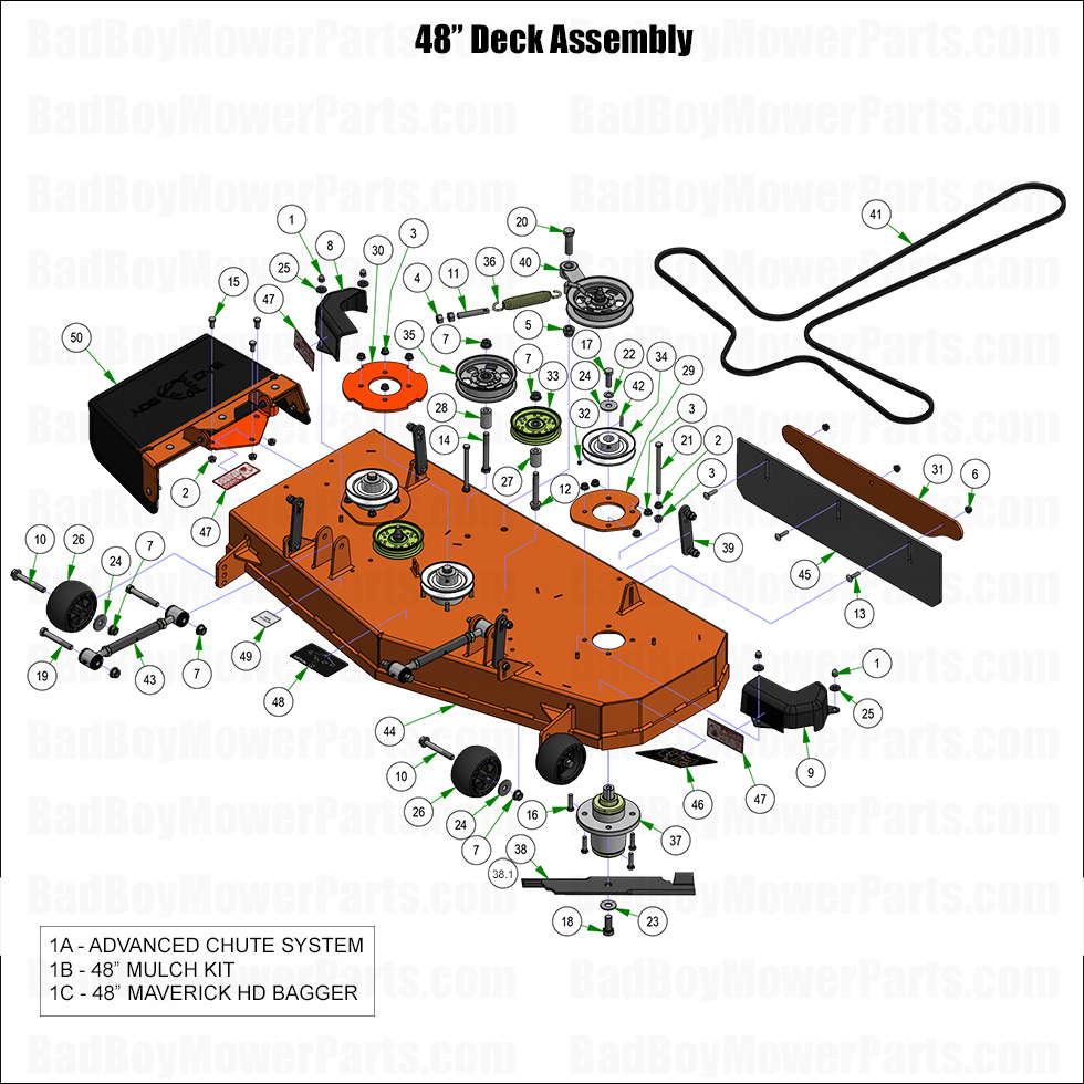 3743 - Bad Boy Mower Parts Lookup > 2025 > Maverick HD > 48\" Deck Assembly